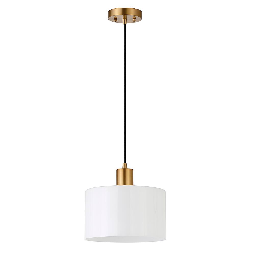 Angle View: Camden&Wells - Henri White Milk Glass Pendant - Brass