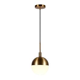 Hudson&Canal - Orb Small Globe Frosted Glass Pendant - Brass