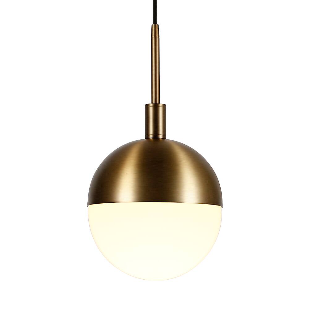 Alt View 16. Hudson&Canal - Orb Small Globe Frosted Glass Pendant - Brass.
