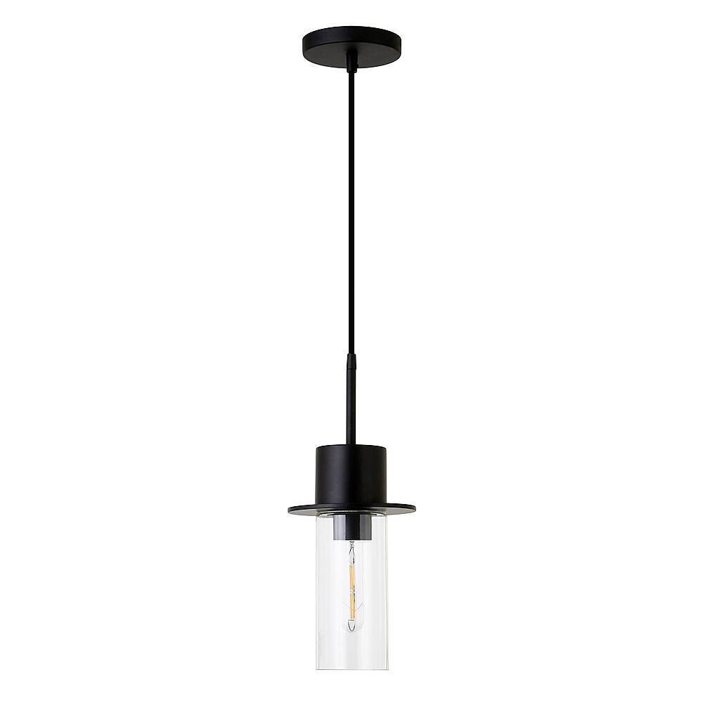 Angle View: Camden&Wells - Idris Clear Glass Pendant - Blackened Bronze