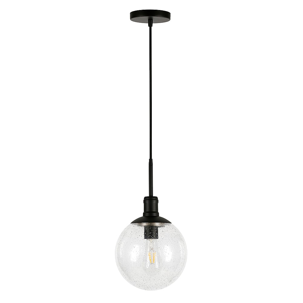 Angle View: Camden&Wells - Walker Seeded Glass Pendant - Blackened Bronze