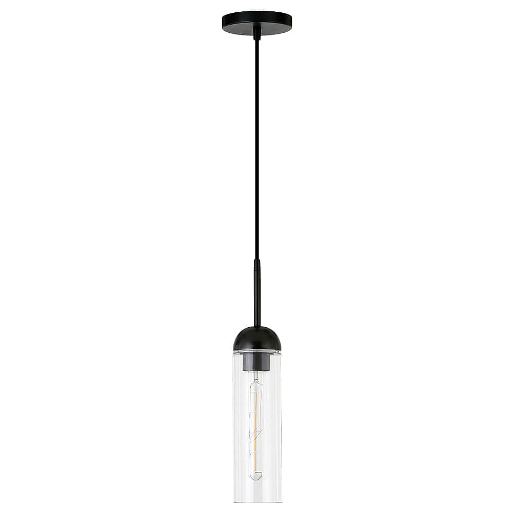 Angle View: Camden&Wells - Kagan Clear Glass Mini Pendant - Blackened Steel