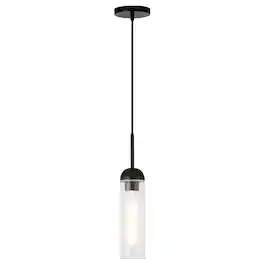 Hudson&Canal - Kagan Clear Glass Mini Pendant - Blackened Steel