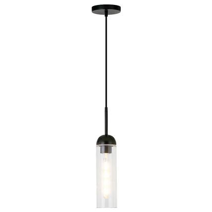 Front. Hudson&Canal - Kagan Clear Glass Mini Pendant - Blackened Steel.