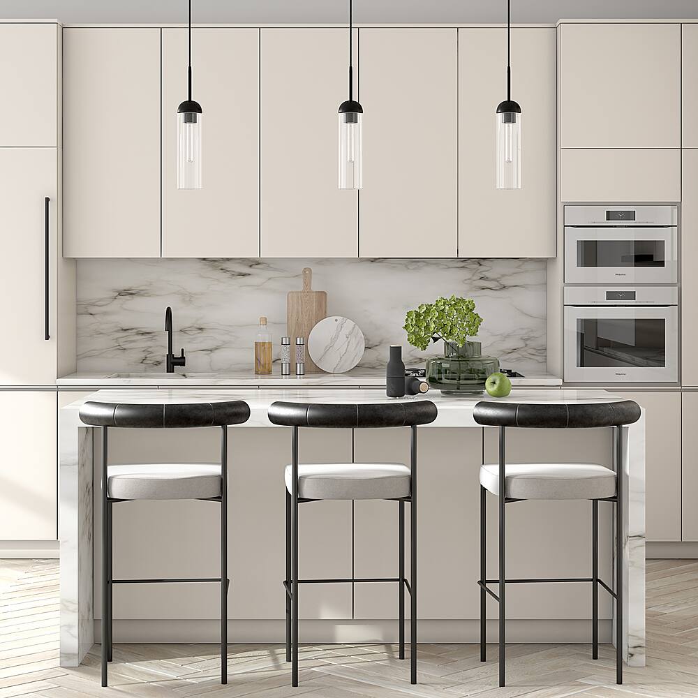 Alt View 12. Hudson&Canal - Kagan Clear Glass Mini Pendant - Blackened Steel.
