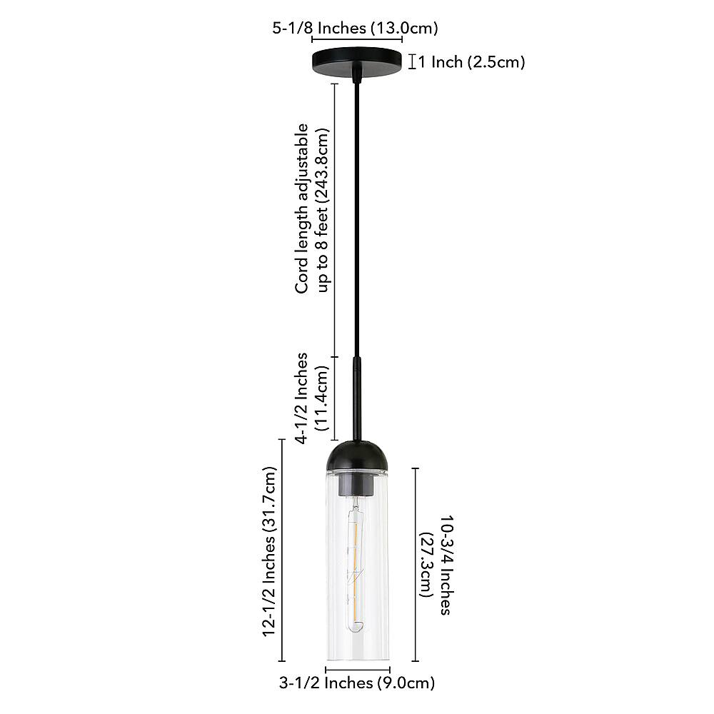Alt View 13. Hudson&Canal - Kagan Clear Glass Mini Pendant - Blackened Steel.