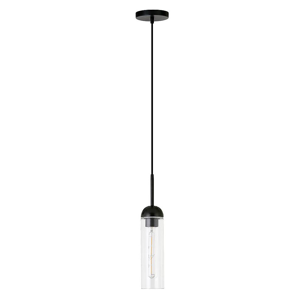 Alt View 17. Hudson&Canal - Kagan Clear Glass Mini Pendant - Blackened Steel.