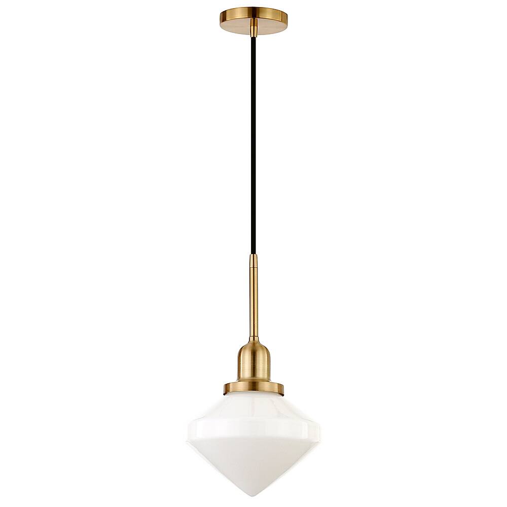 Angle View: Camden&Wells - Zariza White Milk Glass Pendant - Brass