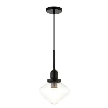 Front. Camden&Wells - Zariza Clear Glass Pendant - Blackened Bronze.