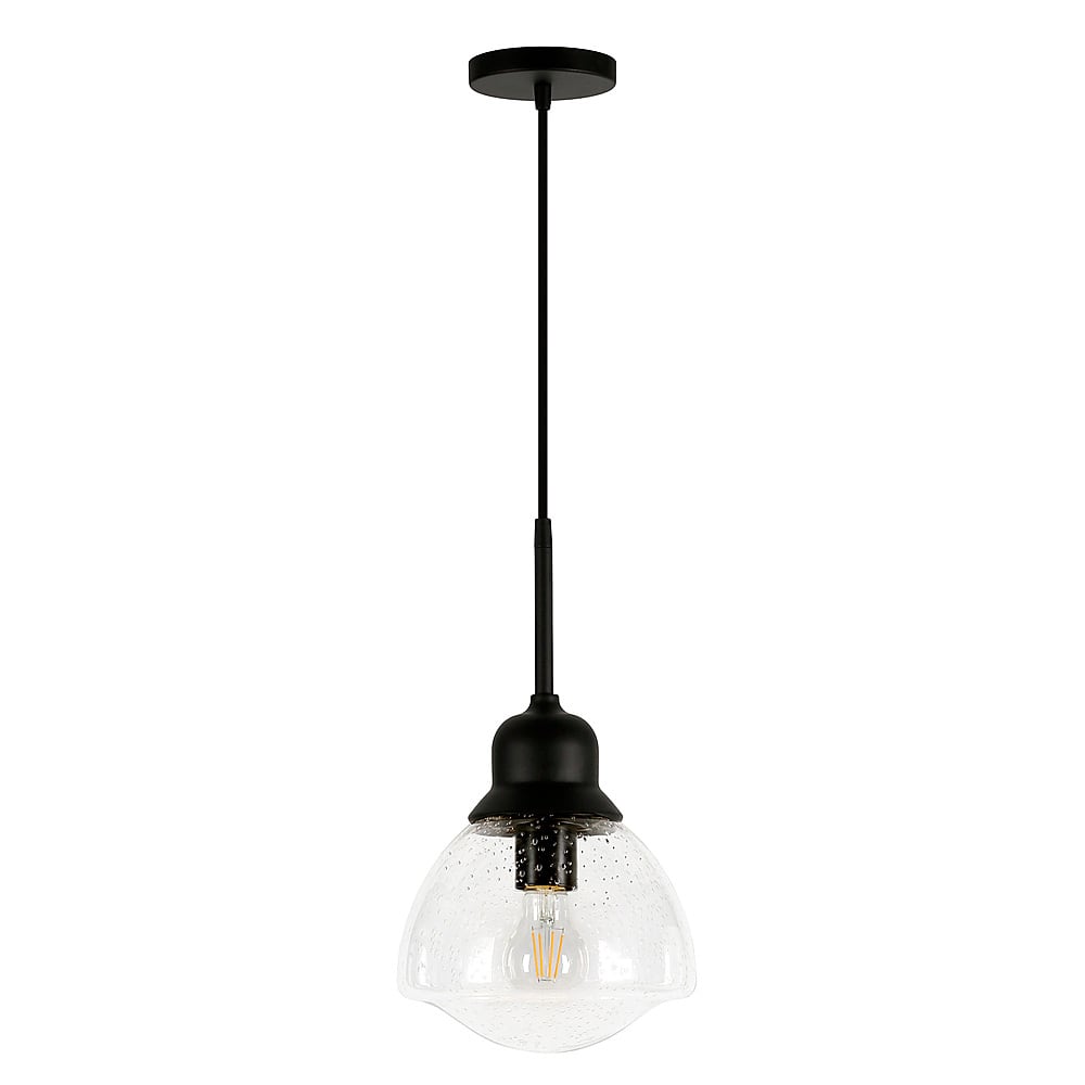 Angle View: Camden&Wells - Brooks Seeded Glass Pendant - Blackened Bronze