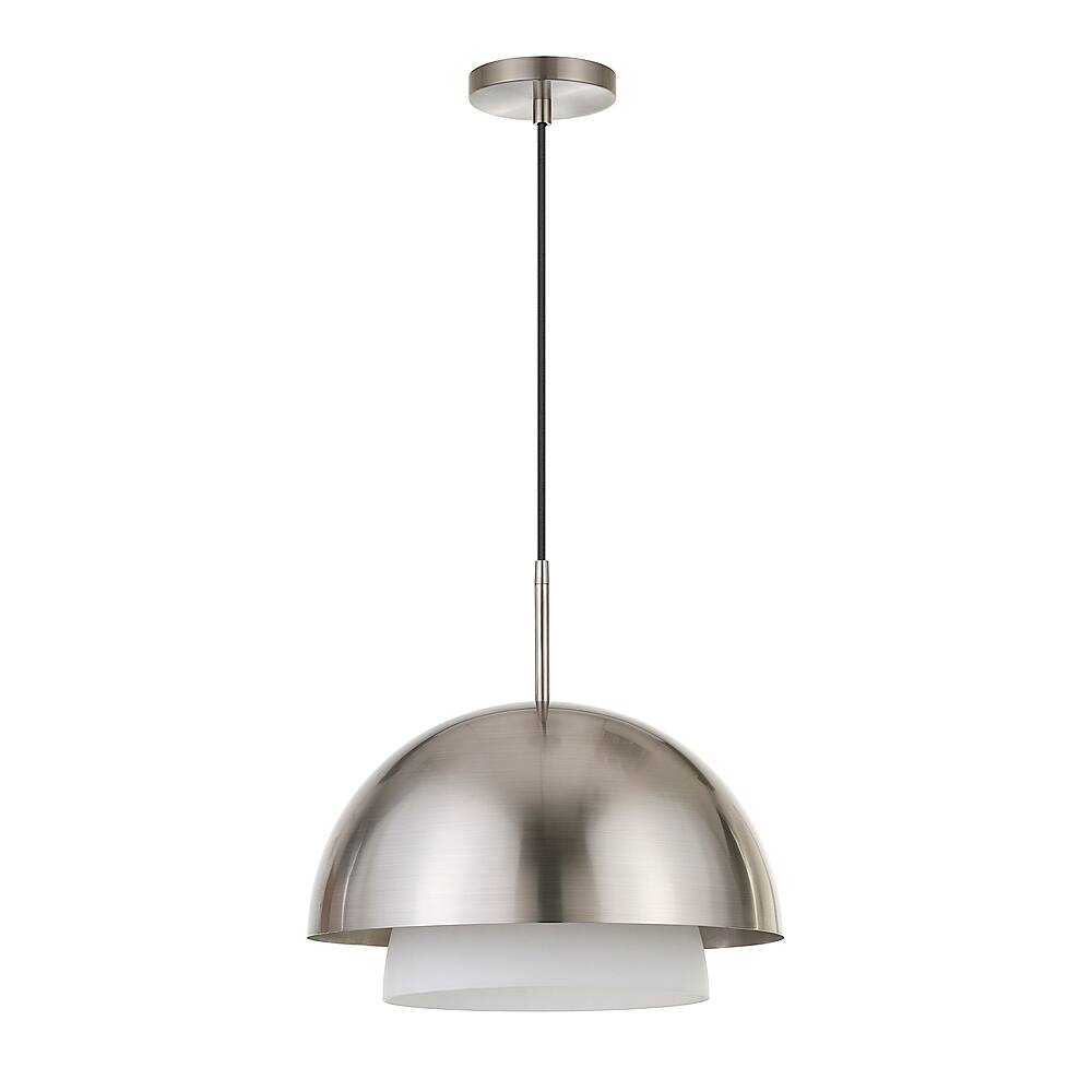 Angle View: Camden&Wells - Octavia White Frosted Glass Pendant - Brushed Nickel