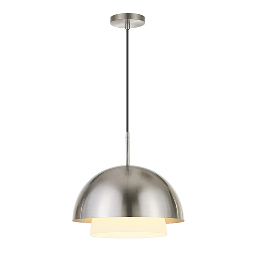 Camden&Wells - Octavia White Frosted Glass Pendant - Brushed Nickel