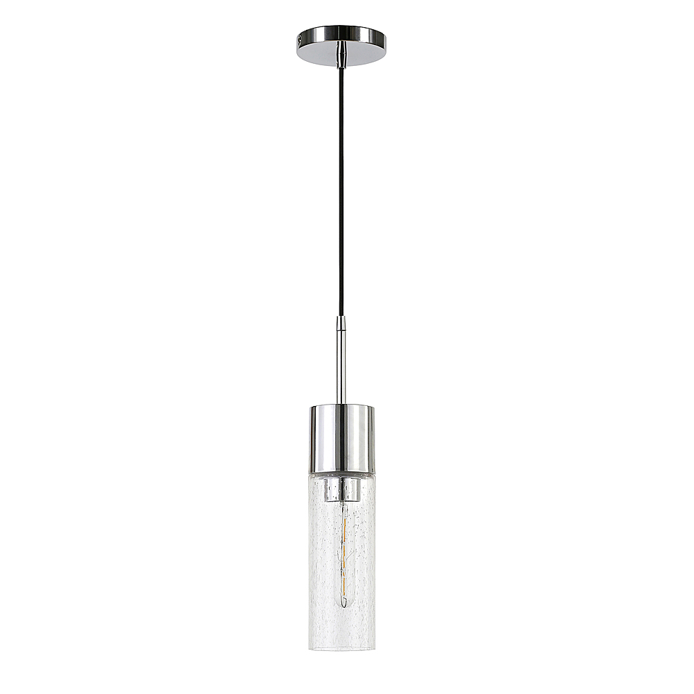 Angle View: Camden&Wells - Lance Seeded Glass Pendant - Polished Nickel