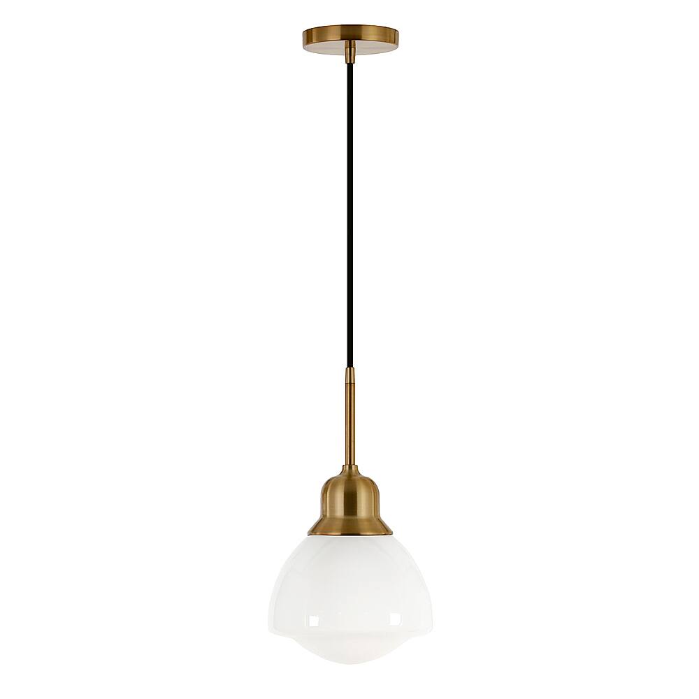 Angle View: Camden&Wells - Brooks White Milk Glass Pendant - Brass