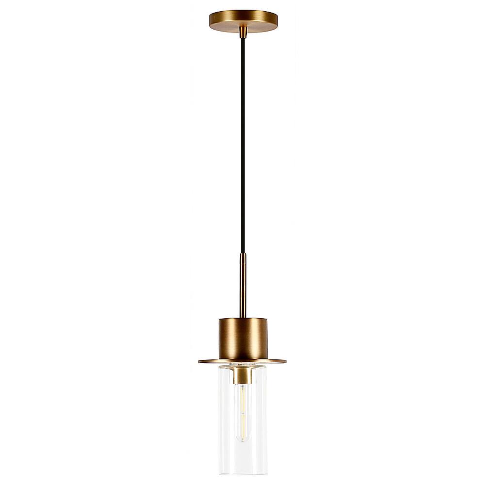 Angle View: Camden&Wells - Idris Clear Glass Pendant - Brass