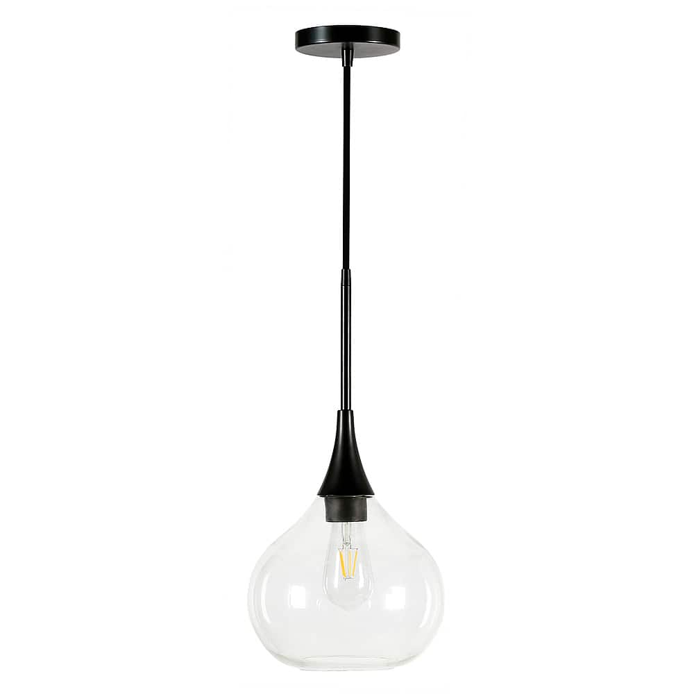 Angle View: Camden&Wells - Ida Clear Glass Pendant - Matte Black