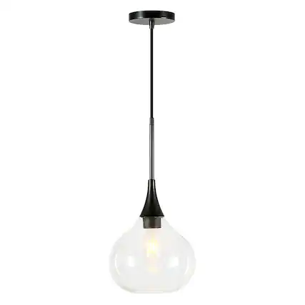 Front. Hudson&Canal - Ida Clear Glass Pendant - Matte Black.
