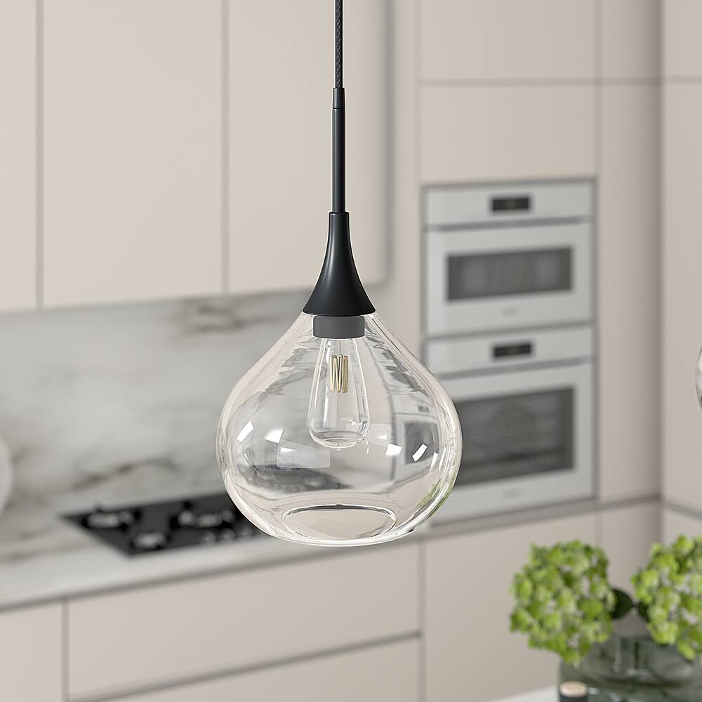 Alt View 11. Hudson&Canal - Ida Clear Glass Pendant - Matte Black.