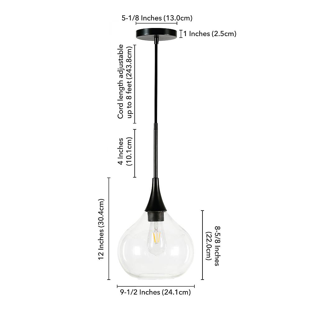 Alt View 13. Hudson&Canal - Ida Clear Glass Pendant - Matte Black.