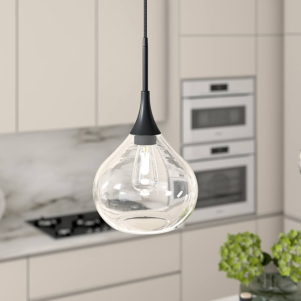 Alt View 15. Hudson&Canal - Ida Clear Glass Pendant - Matte Black.