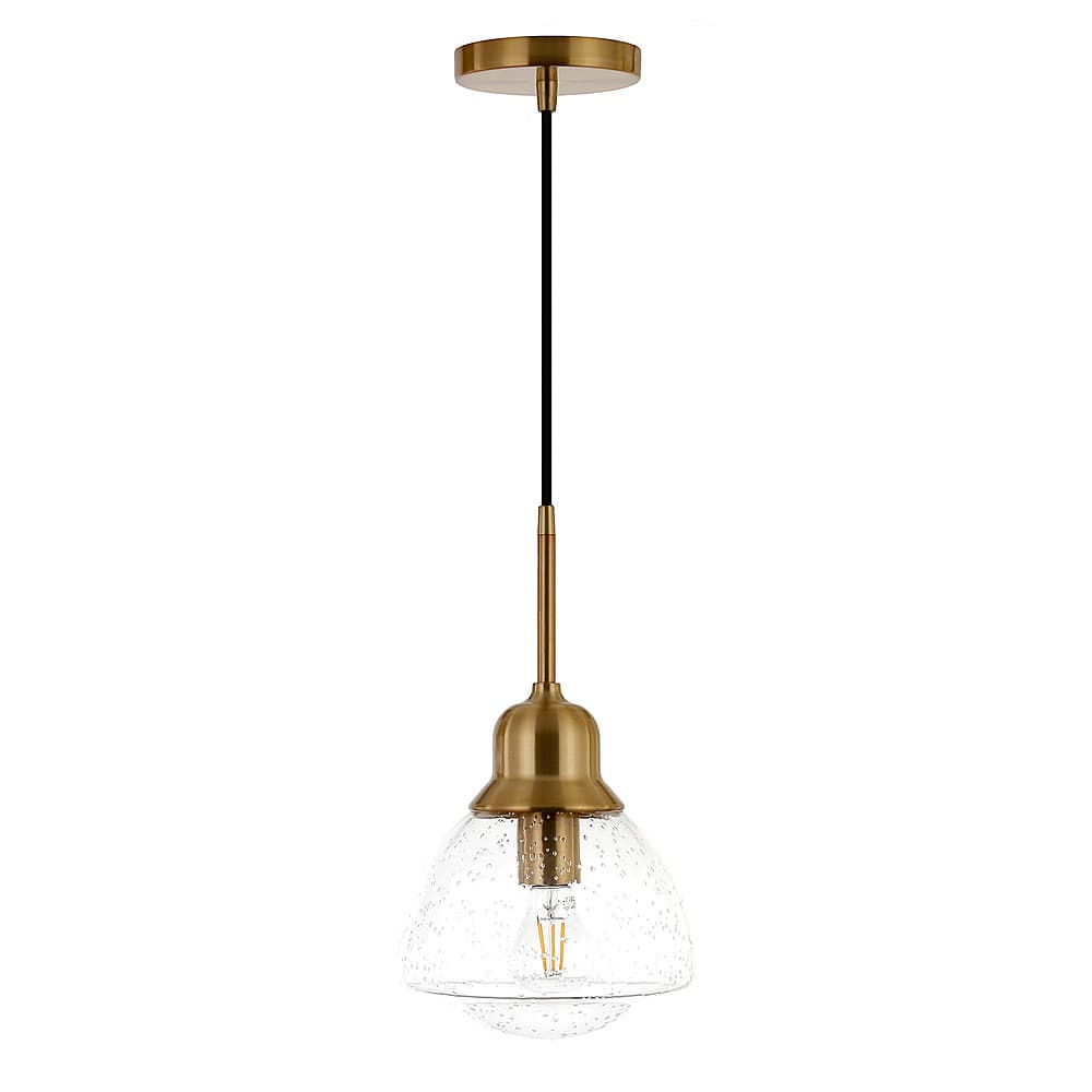 Angle View: Camden&Wells - Brooks Seeded Glass Pendant - Brass