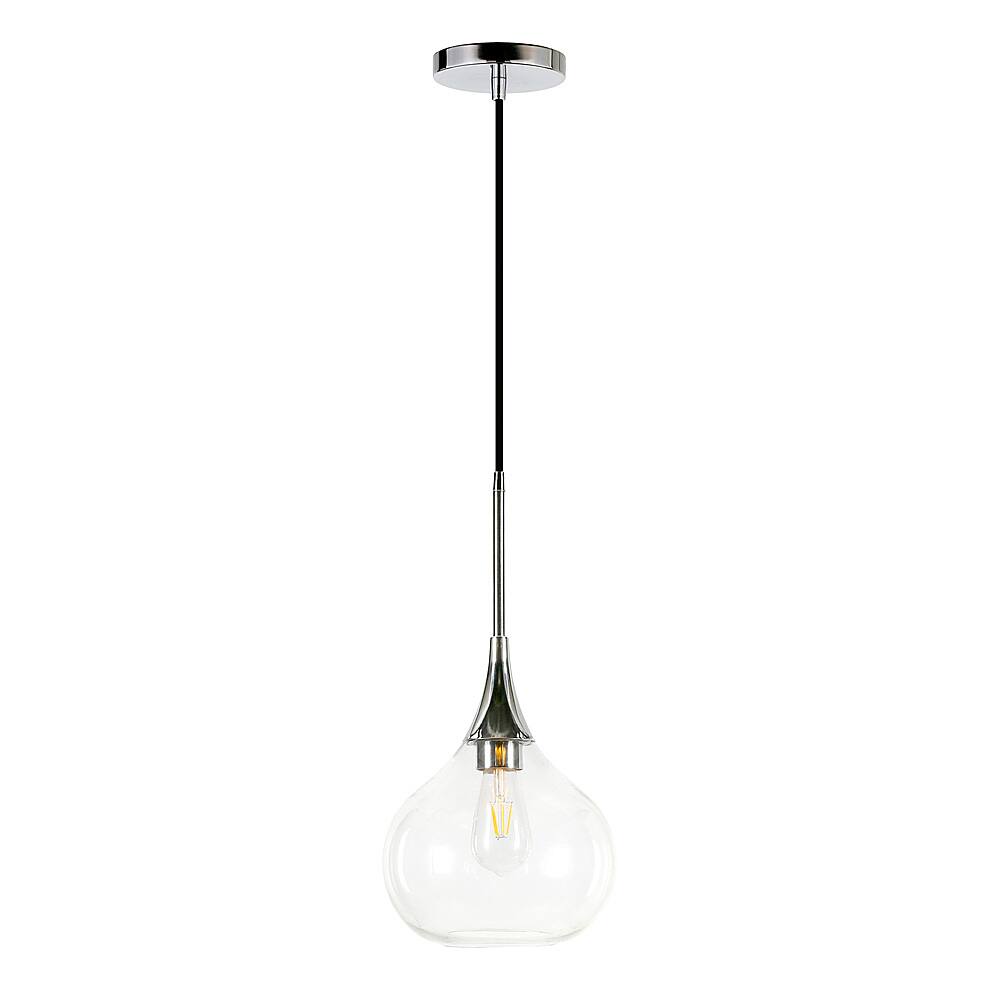 Angle View: Camden&Wells - Ida Clear Glass Pendant - Polished Nickel