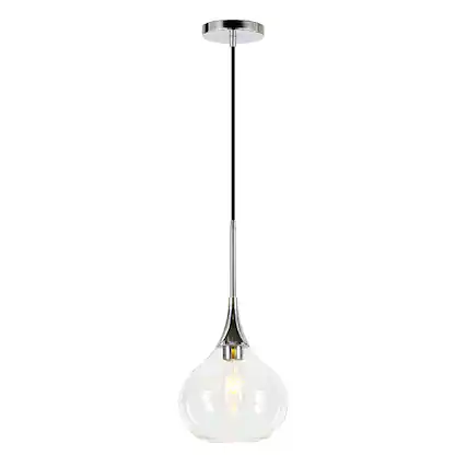 Front. Hudson&Canal - Ida Clear Glass Pendant - Polished Nickel.