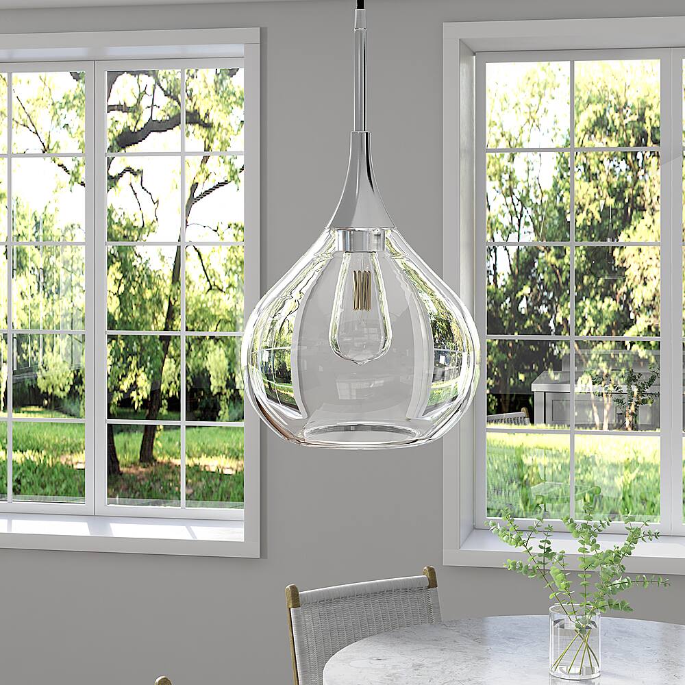 Alt View 11. Hudson&Canal - Ida Clear Glass Pendant - Polished Nickel.