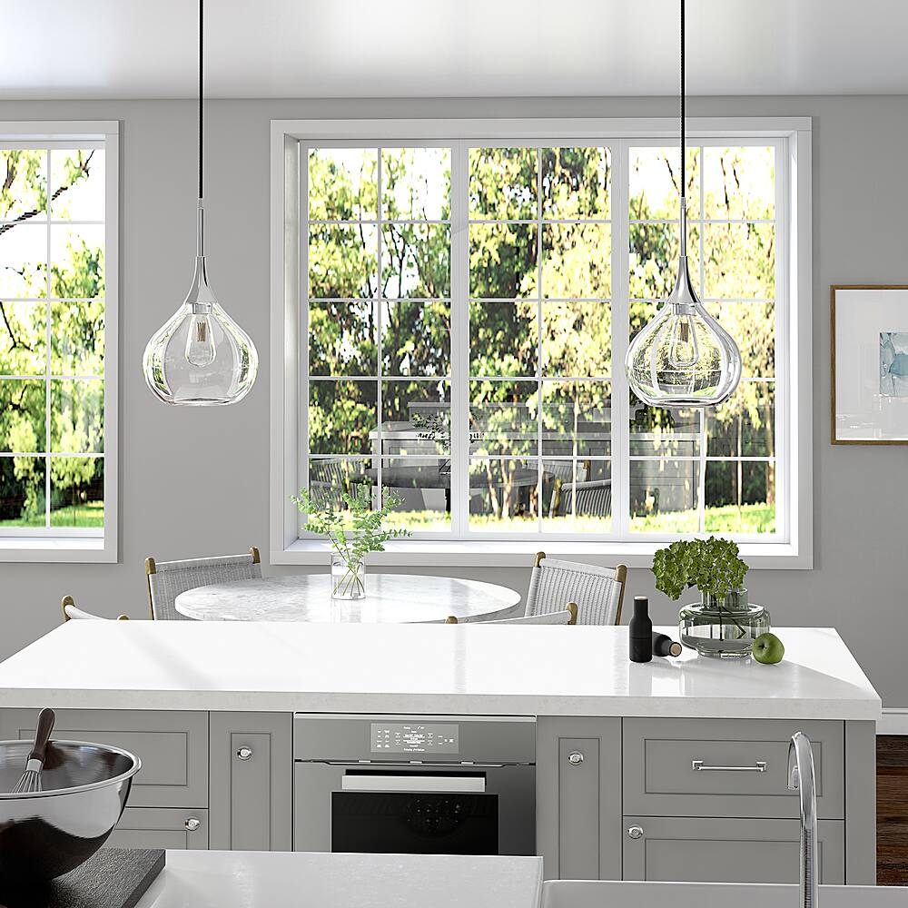 Alt View 12. Hudson&Canal - Ida Clear Glass Pendant - Polished Nickel.