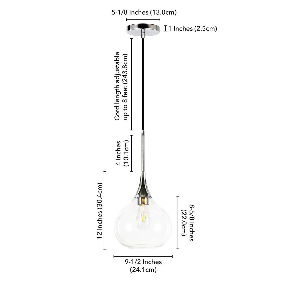 Alt View 13. Hudson&Canal - Ida Clear Glass Pendant - Polished Nickel.