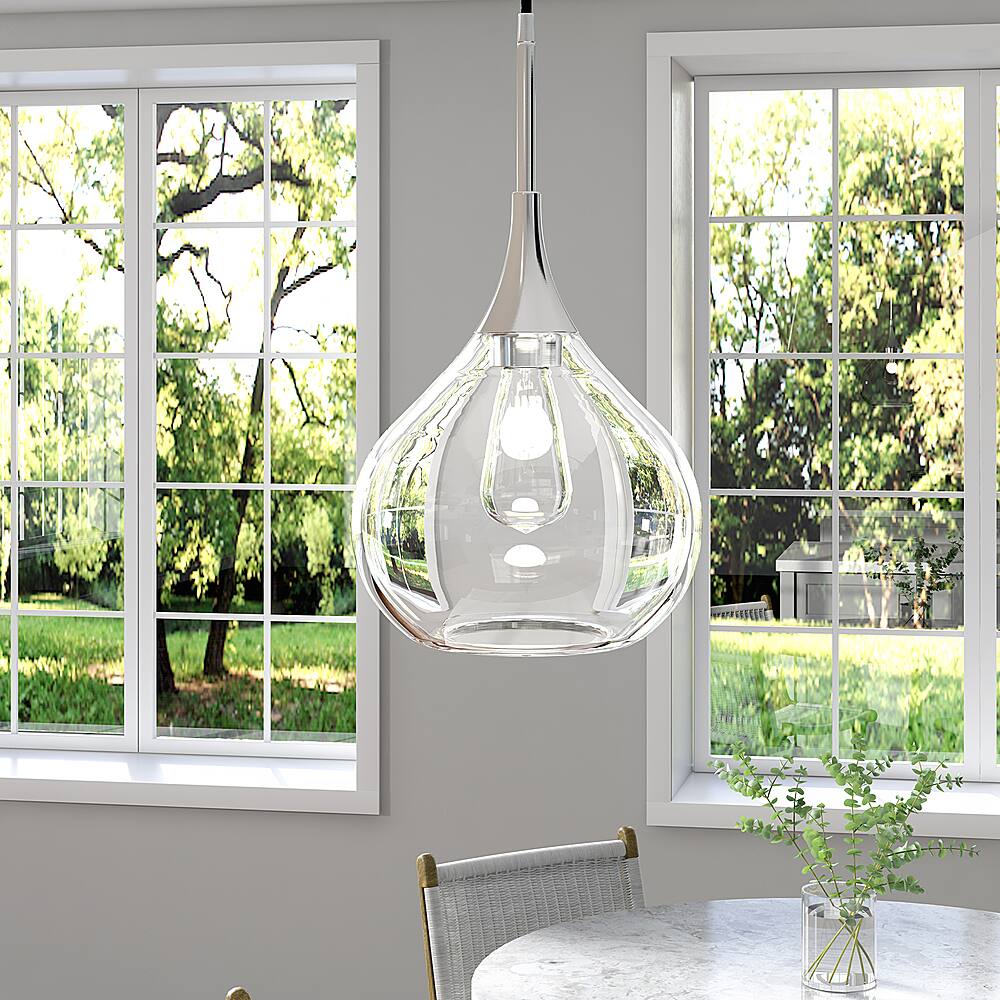 Alt View 15. Hudson&Canal - Ida Clear Glass Pendant - Polished Nickel.