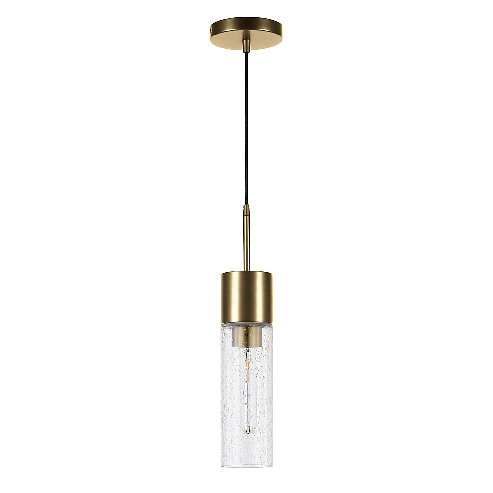 Angle View: Camden&Wells - Lance Seeded Glass Pendant - Brass