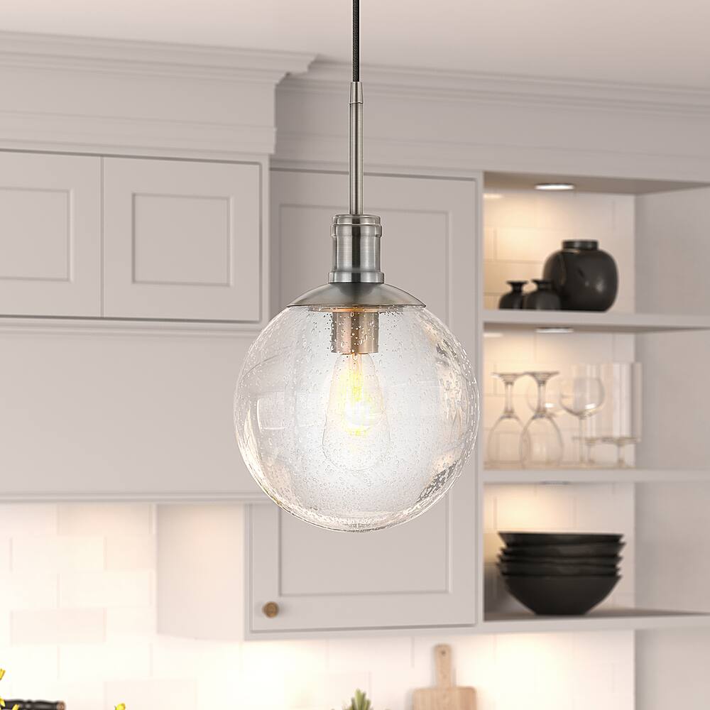 Seeded glass pendant light brushed deals nickel