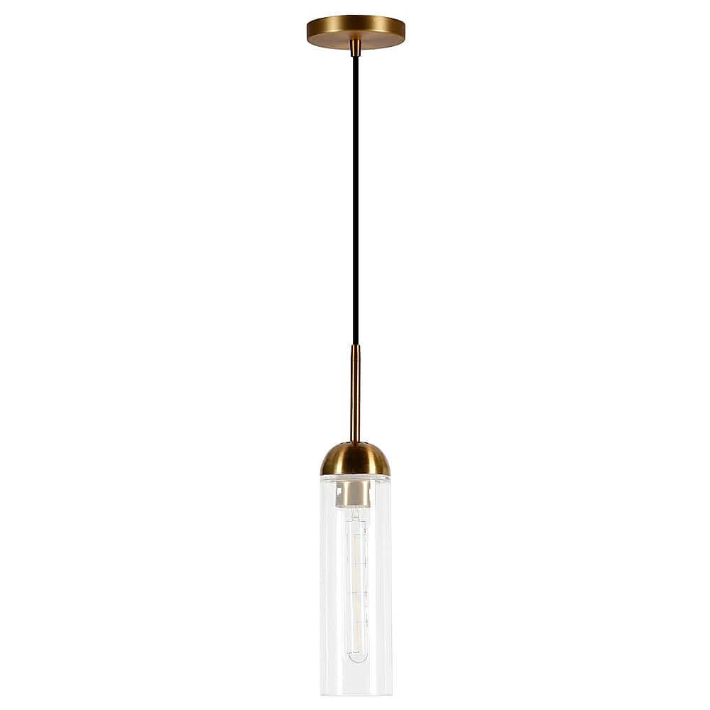 Angle View: Camden&Wells - Kagan Clear Glass Mini Pendant - Antique Brass