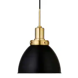 Hudson&Canal - Madison 12" Metal Pendant - Black/Brass