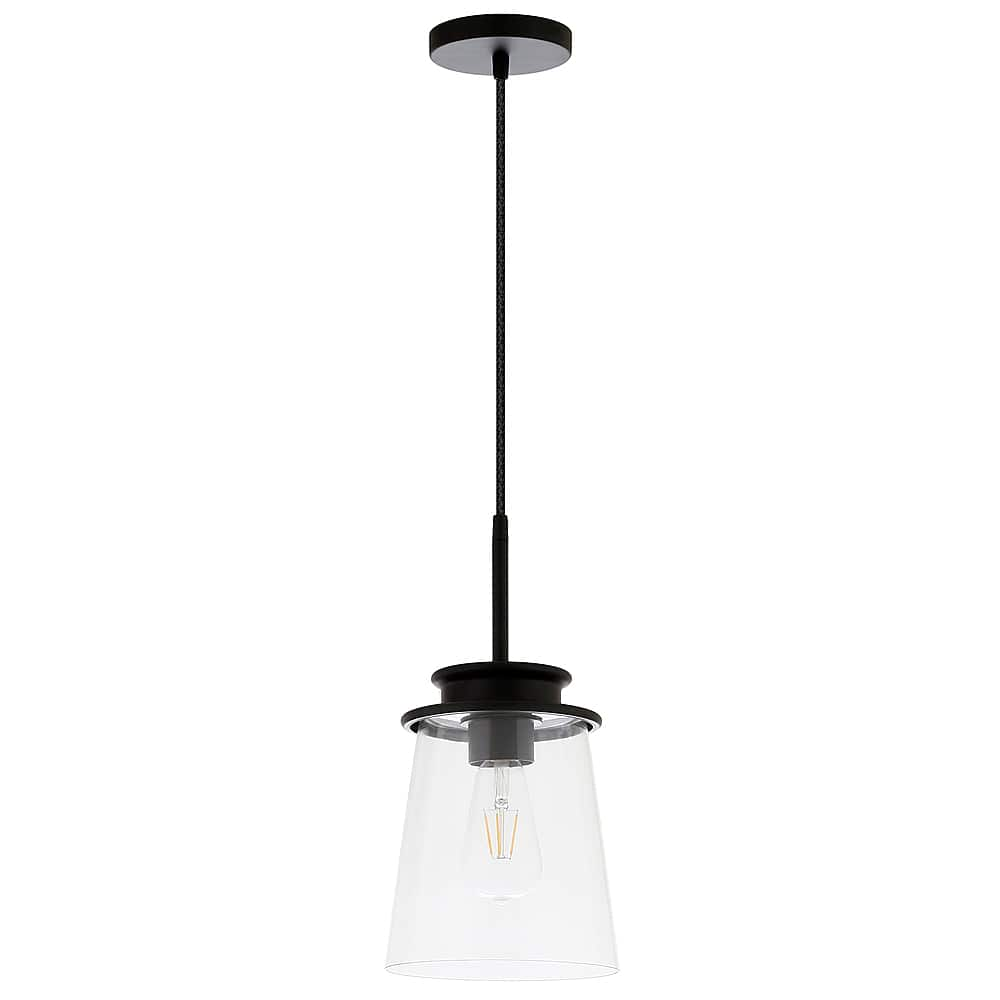 Angle View: Camden&Wells - Elwood Clear Glass Pendant - Blackened Bronze