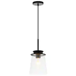 Hudson&Canal - Elwood Clear Glass Pendant - Blackened Bronze