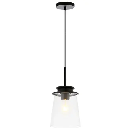Front. Hudson&Canal - Elwood Clear Glass Pendant - Blackened Bronze.