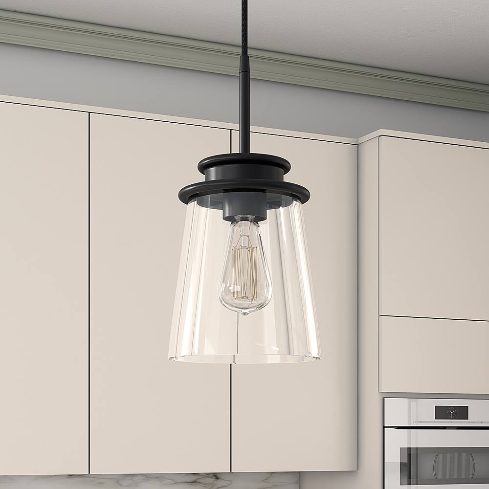 Alt View 11. Hudson&Canal - Elwood Clear Glass Pendant - Blackened Bronze.