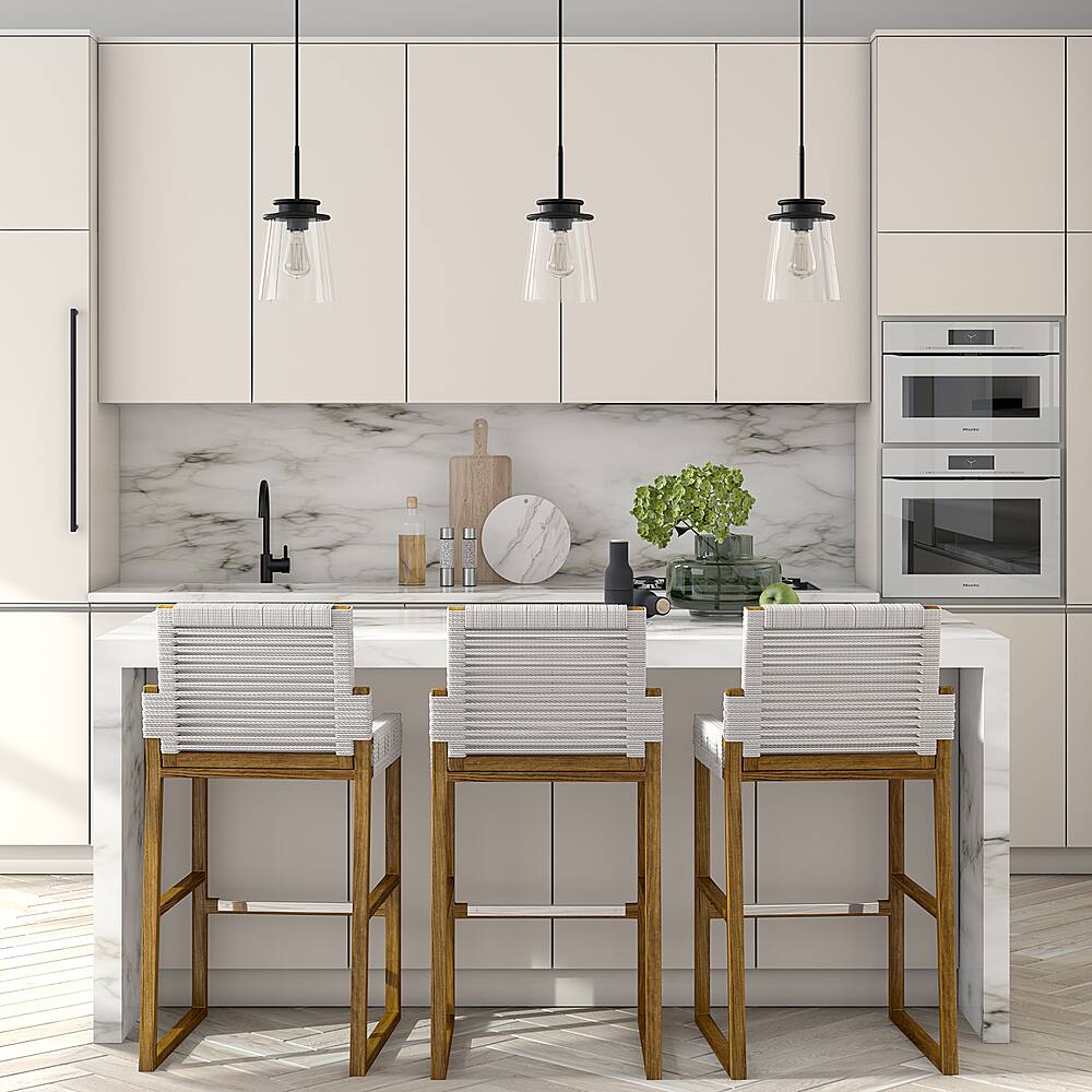 Alt View 12. Hudson&Canal - Elwood Clear Glass Pendant - Blackened Bronze.