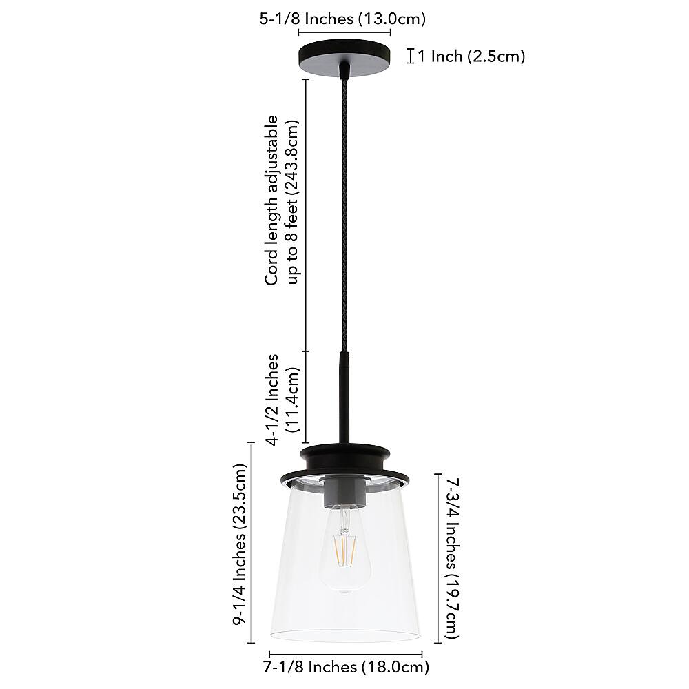 Alt View 13. Hudson&Canal - Elwood Clear Glass Pendant - Blackened Bronze.