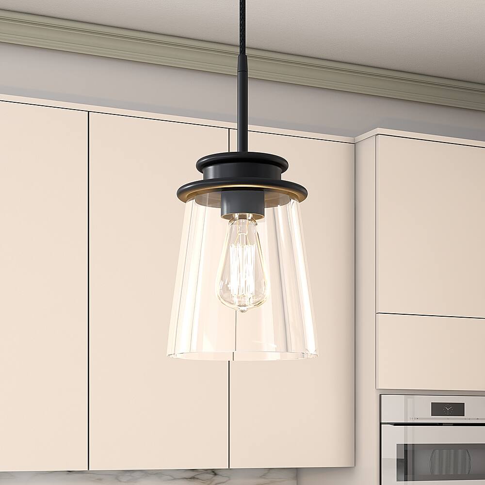 Alt View 15. Hudson&Canal - Elwood Clear Glass Pendant - Blackened Bronze.