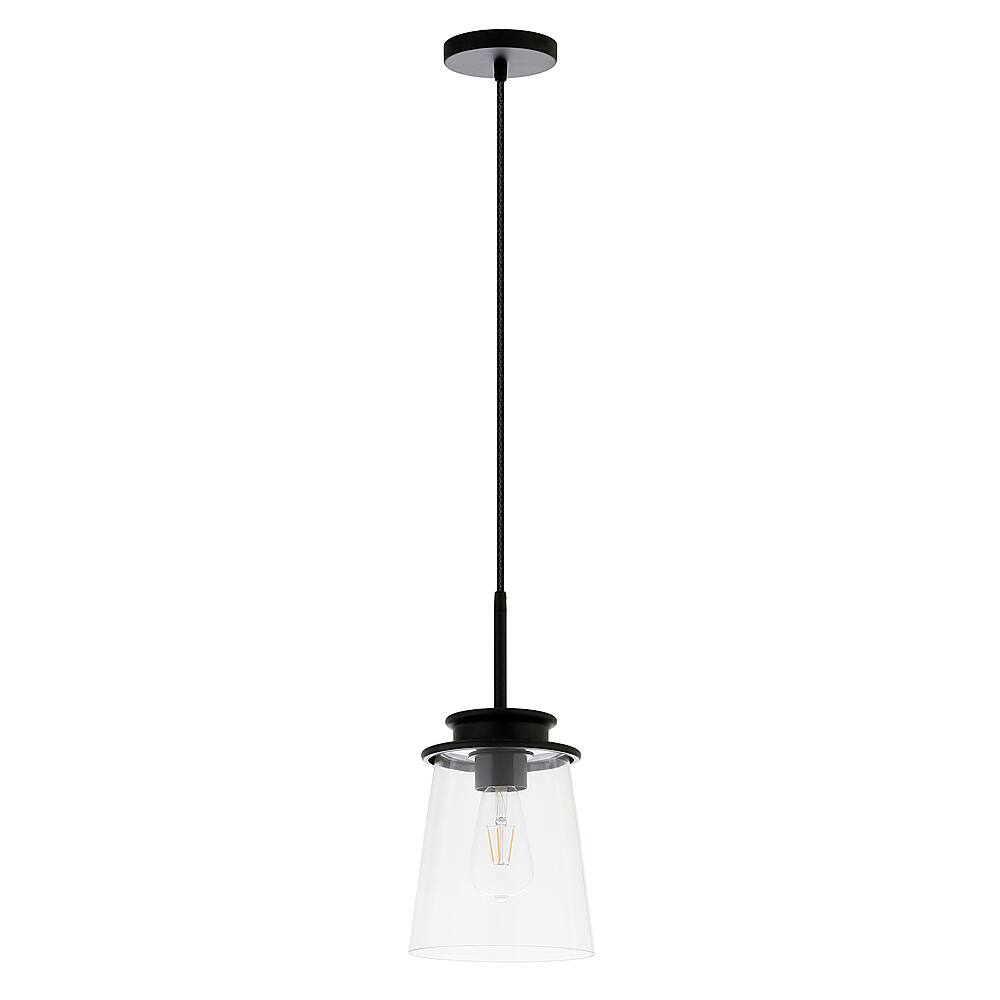 Alt View 17. Hudson&Canal - Elwood Clear Glass Pendant - Blackened Bronze.