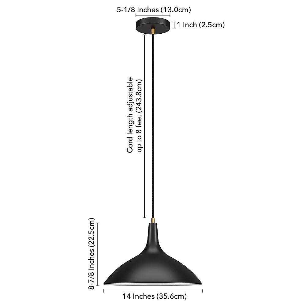 Alt View 13. Hudson&Canal - Barton Metal Pendant - Matte Black/Brass.