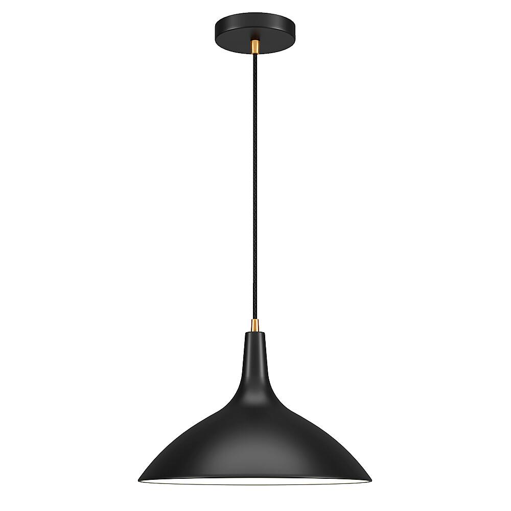 Alt View 18. Hudson&Canal - Barton Metal Pendant - Matte Black/Brass.