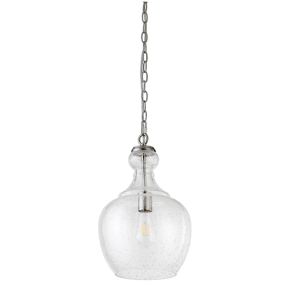 Angle. Hudson&Canal - Verona 11" Seeded Glass Pendant - Brushed Nickel.