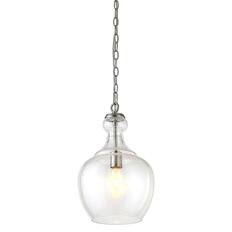 Front. Hudson&Canal - Verona 11" Seeded Glass Pendant - Brushed Nickel.