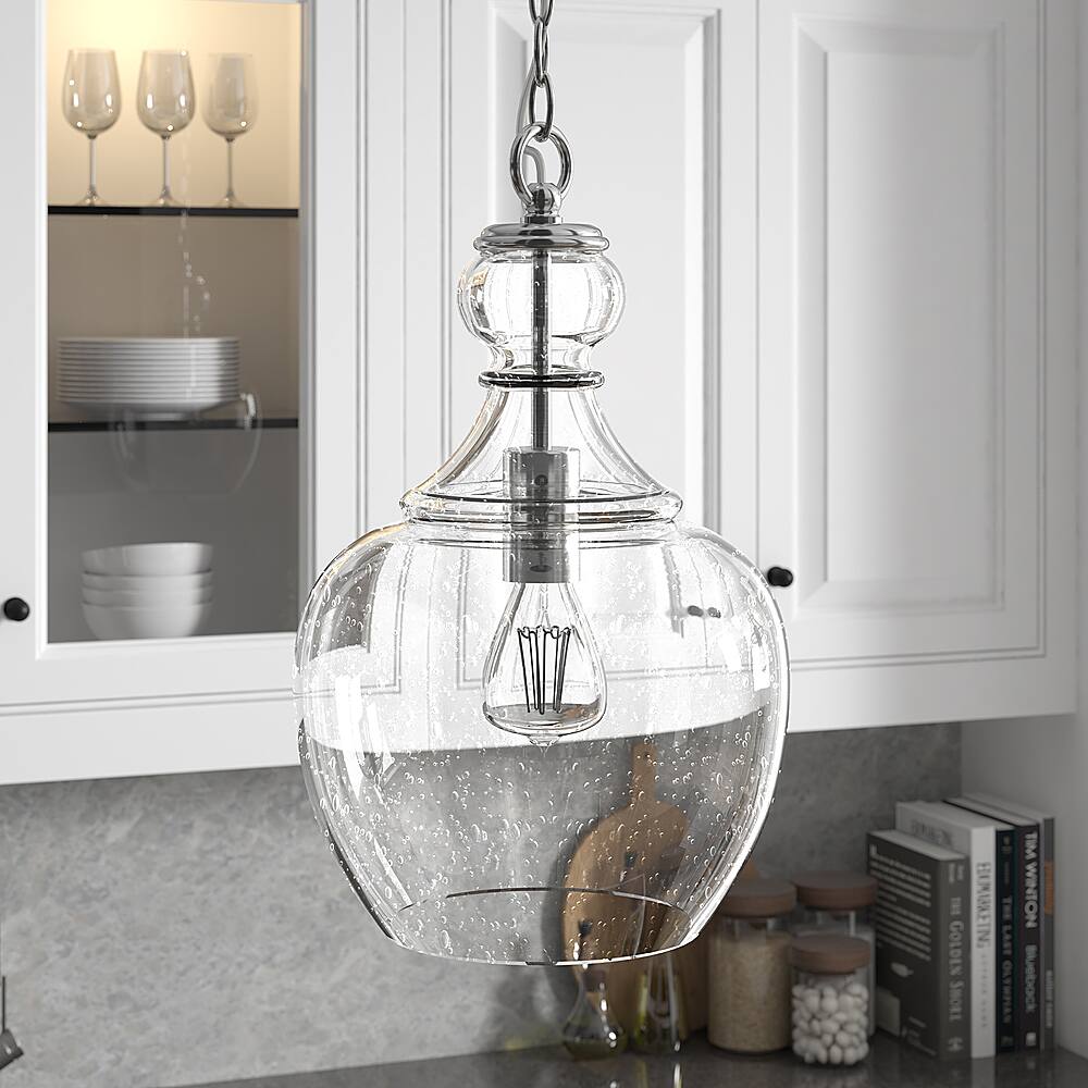 Alt View 11. Hudson&Canal - Verona 11" Seeded Glass Pendant - Brushed Nickel.