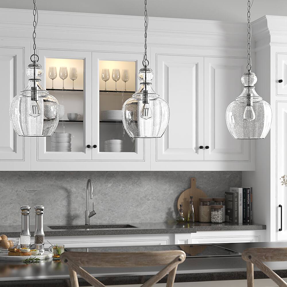 Alt View 12. Hudson&Canal - Verona 11" Seeded Glass Pendant - Brushed Nickel.
