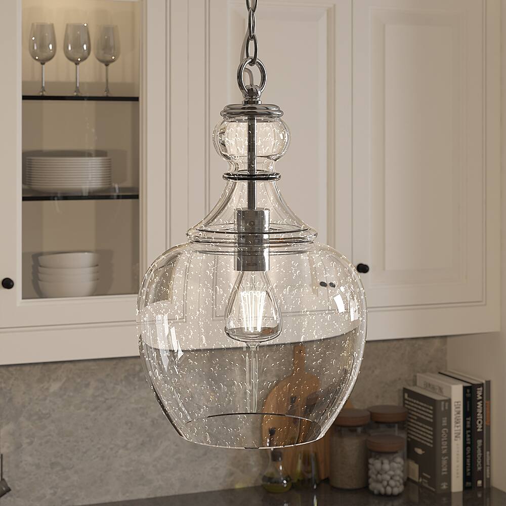 Alt View 16. Hudson&Canal - Verona 11" Seeded Glass Pendant - Brushed Nickel.